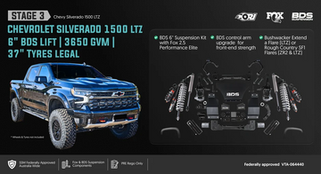 <strong>Stage 3 LTZ: 6" BDS Lift | 3650 GVM | 37" Tyres Legal</strong>